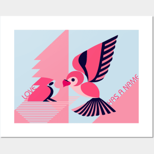 Cute Love Has A Name Birds Posters and Art